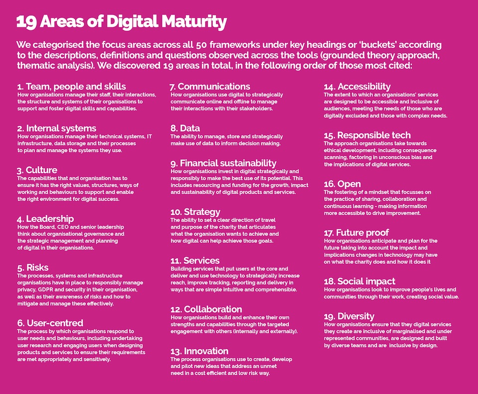 Areas of digital maturity